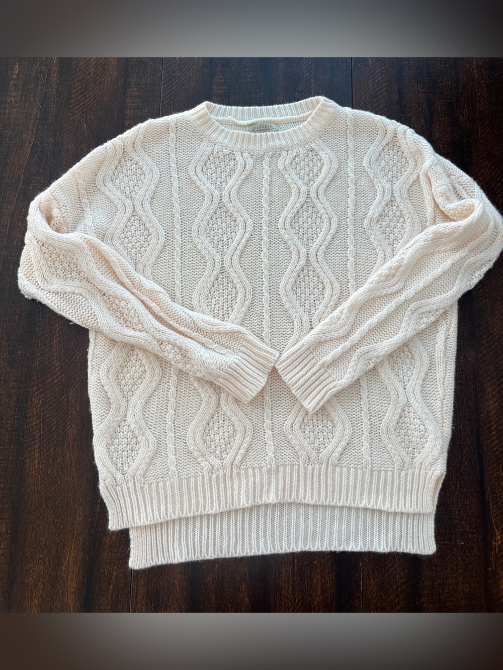 Clean Girl Polagram Cable Knit Wool Blend Sweater